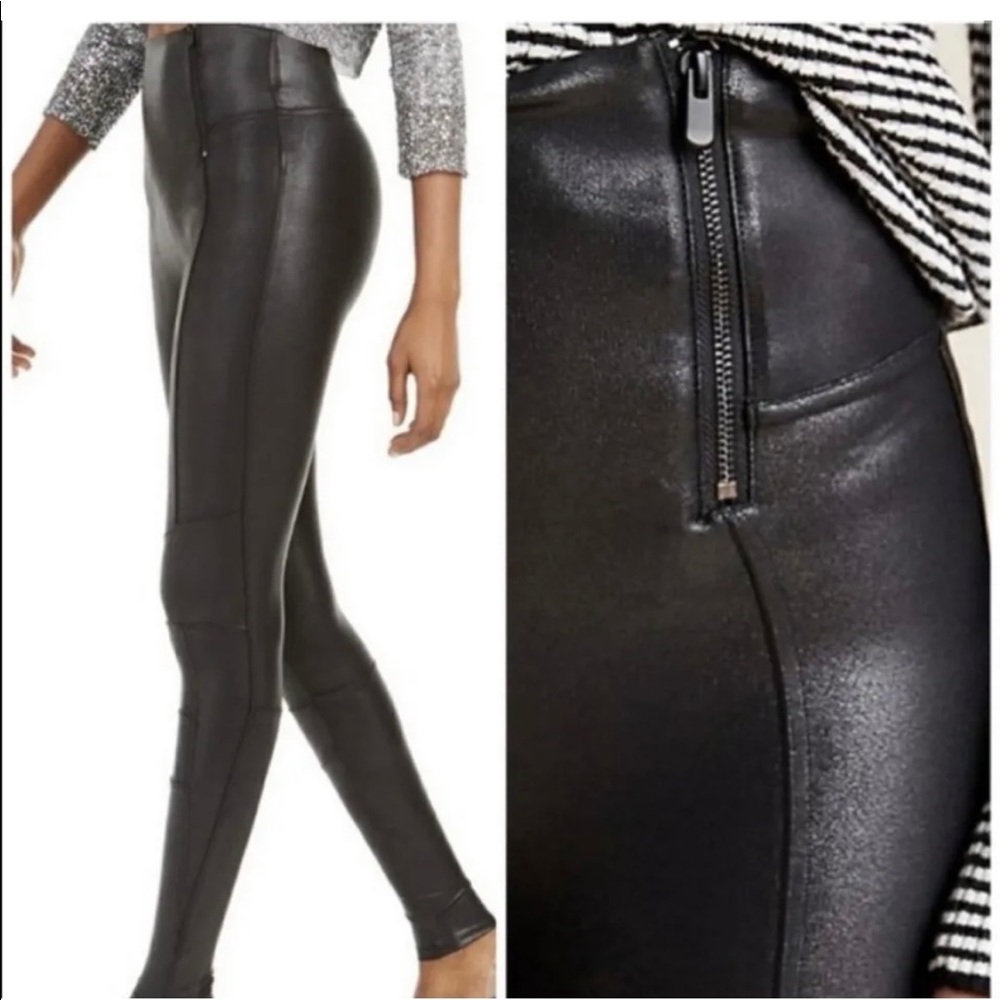 Spanx Hip Zip Faux Leather Moto leggings